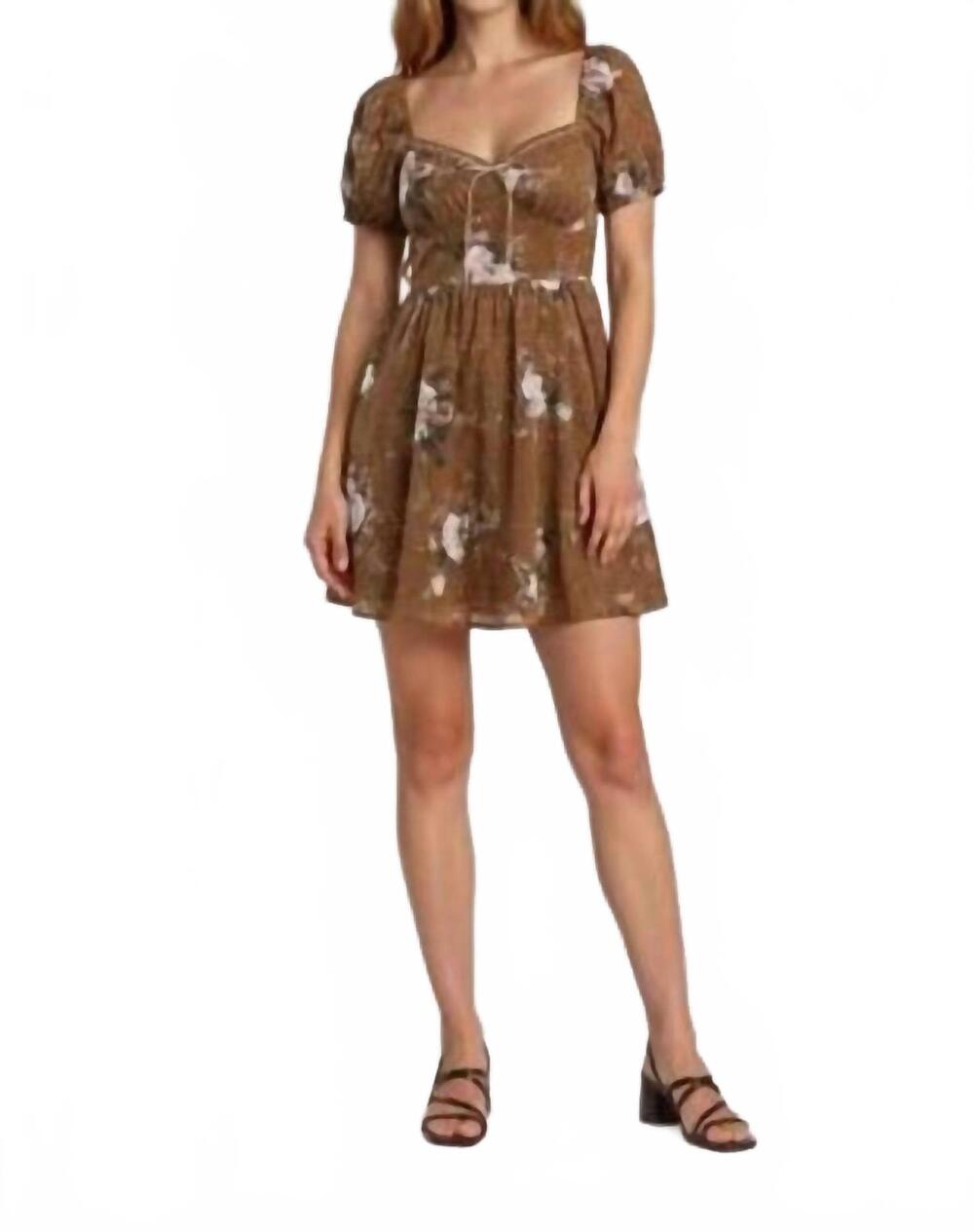 NEW BLU PEPPER western chic sweat heart dress in brown